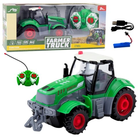 LEAN Toys Ciągnik Traktor Rolniczy Zdalnie Sterowany RC Zielony 1:24