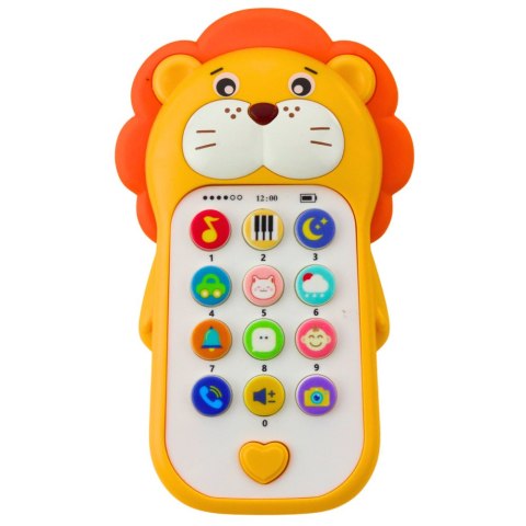 LEAN Toys Interaktywny Telefon Edukacyjny Dla Malucha Dźwięki Melodie Lew Żółty