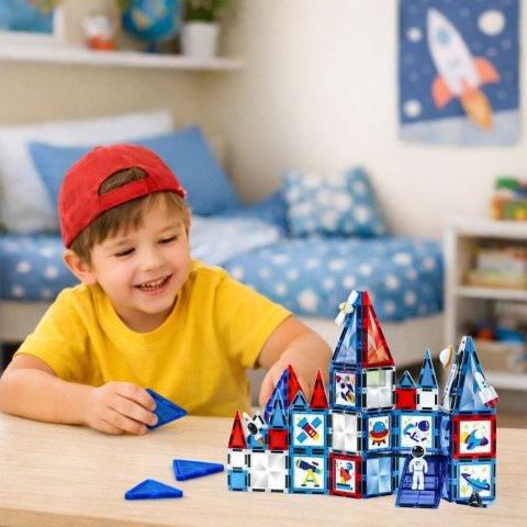 LEAN Toys Klocki Konstrukcyjne Magnetyczne Okienka Kosmiczne 58 el.