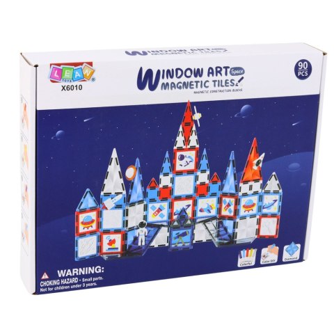 LEAN Toys Klocki Konstrukcyjne Magnetyczne Okienka Kosmiczne 90 el.
