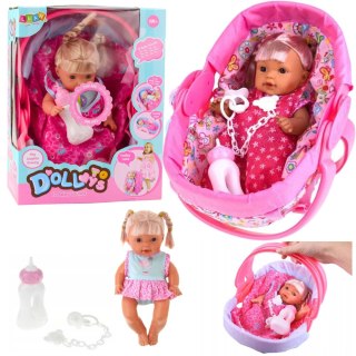 LEAN Toys Lalka Bobas W Nosidełku Butelka Smoczek Mówi Gaworzy Siusia