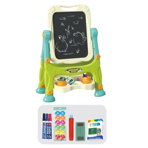 LEAN Toys Tablica Edukacyjna Dwustronna Na Stelaże Akcesoria Zielona 3w1