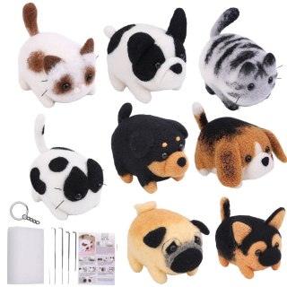 LEAN Toys Zestaw Kreatywny Do Filcowania DIY Wełna Czesankowa Pies Kot Mix