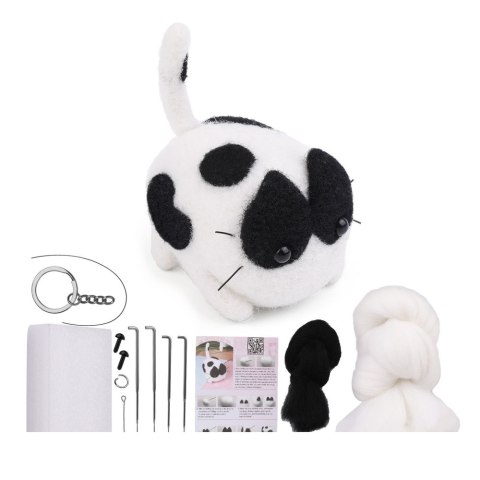 LEAN Toys Zestaw Kreatywny Do Filcowania DIY Wełna Czesankowa Pies Kot Mix