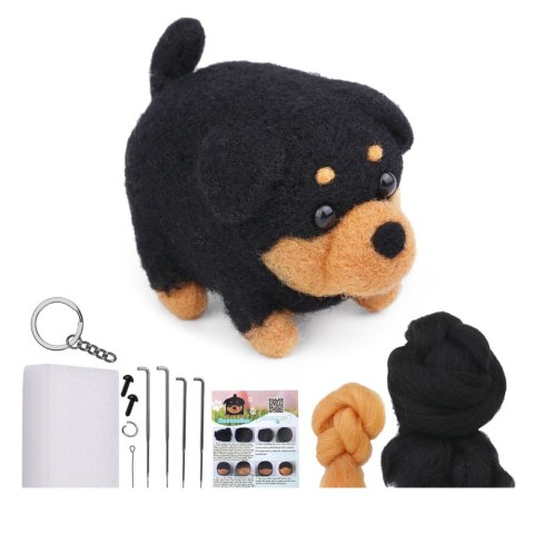 LEAN Toys Zestaw Kreatywny Do Filcowania DIY Wełna Czesankowa Pies Kot Mix