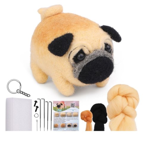 LEAN Toys Zestaw Kreatywny Do Filcowania DIY Wełna Czesankowa Pies Kot Mix