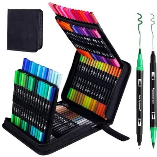 LEAN Zestaw Kolorowych Pisaków Dwustronnych Wodoodporne 120 Elementów