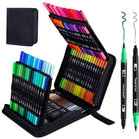 LEAN Zestaw Kolorowych Pisaków Dwustronnych Wodoodporne 120 Elementów