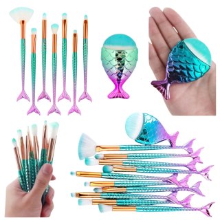 LEAN Zestaw Pędzelków Do Makijażu Syreni Ogon Fioletowo-Zielone 8szt.