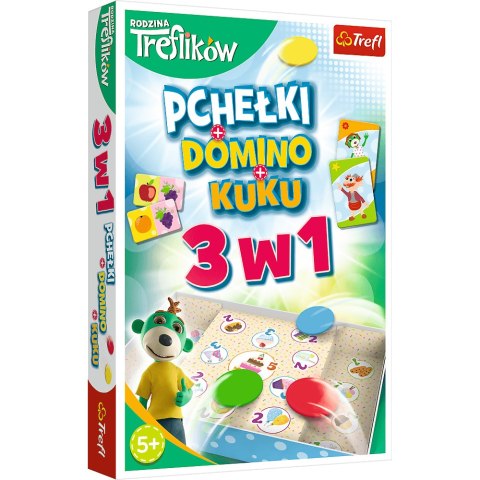Trefl Gry Gra rodzinna Rodzina Treflików 3w1 Domino Pchełki Kuku Trefliki Trefl 01921