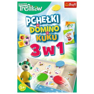 Trefl Gry Gra rodzinna Rodzina Treflików 3w1 Domino Pchełki Kuku Trefliki Trefl 01921