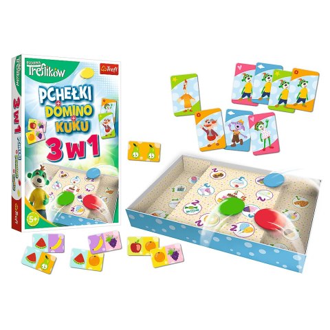 Trefl Gry Gra rodzinna Rodzina Treflików 3w1 Domino Pchełki Kuku Trefliki Trefl 01921