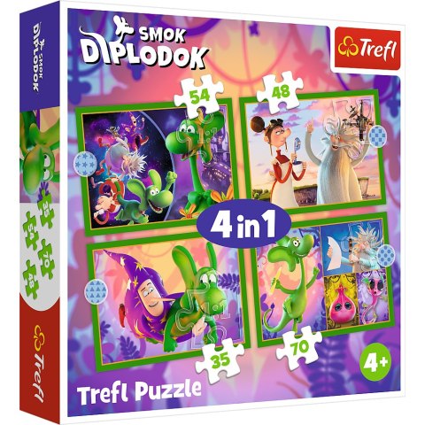 Trefl Puzzle Puzzle - 4w1 (35, 48, 54, 70) - Świat Smoka Diplodoka - Trefl 34663