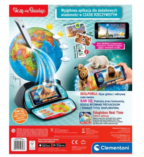Clementoni Interaktywny Globus Eduglobus Uczę się Bawiąc Język Polski Clementoni 50848