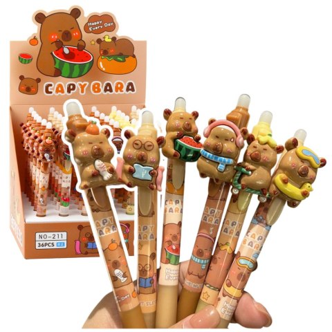 LEAN Długopis Automatyczny Z Gumką Zmazywalny Kapibara 3D Niebieski Tusz