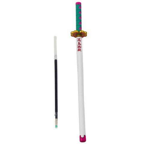 LEAN Długopis Miecz Katana Anime Metalowy Czarny Tusz Wymienny Wkład Turkus