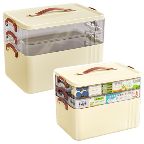 LEAN Pudełko Organizer Na Leki Pojemny 3-Poziomowy Apteczka Domowa