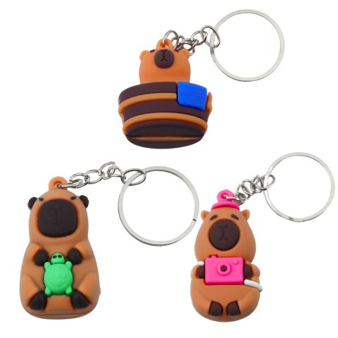 LEAN TOYS Brelok Zawieszka Kapibara Z Żółwiem Aparatem W Wannie Kółko Mix