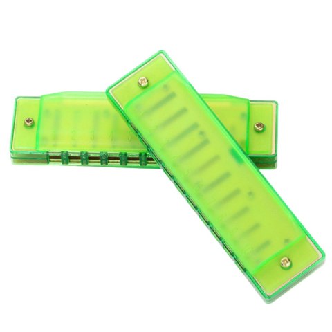 LEAN TOYS Harmonijka Ustna 10-Otworowa Dla Dzieci Początkujących Etui Zielona