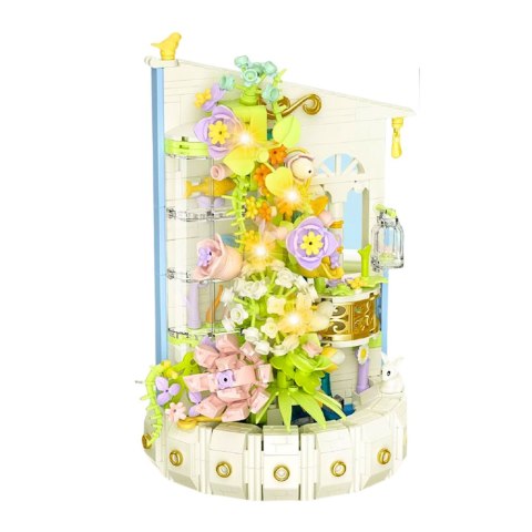 LEAN Toys Klocki Konstrukcyjne Kompozycja Kwiatowa Z Wieżą Światła LED 632 el.