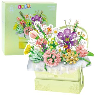 LEAN Toys Klocki Konstrukcyjne Kompozycja W Pudełku Box Kwiatowy Zielony LED 750el.