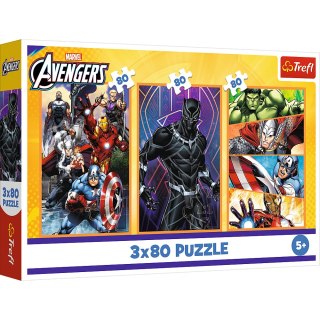 Trefl Puzzle Puzzle - 3x80 - Dni pełne akcji - Disney Marvel The Avengers - Trefl 34883