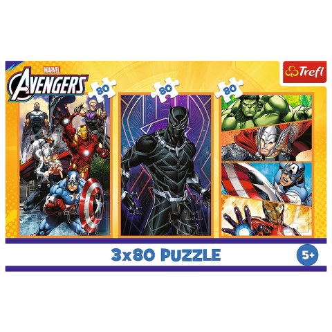 Trefl Puzzle Puzzle - 3x80 - Dni pełne akcji - Disney Marvel The Avengers - Trefl 34883