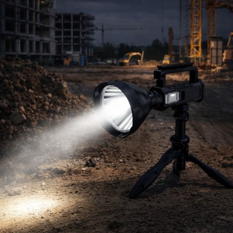 LEAN Duża Latarka Reflektor Ze Statywem Szperacz LED W5120 Powerbank 31 cm