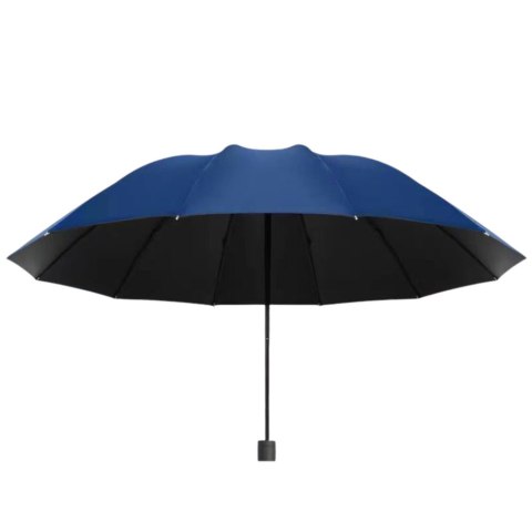 LEAN Duży Parasol Składany 12-Żebrowy Pokrowiec Granatowy 110 cm