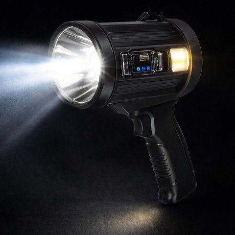 LEAN Latarka LED Szperacz Solarna 6 Trybów Powerbank Wymienne Filtry 23 cm