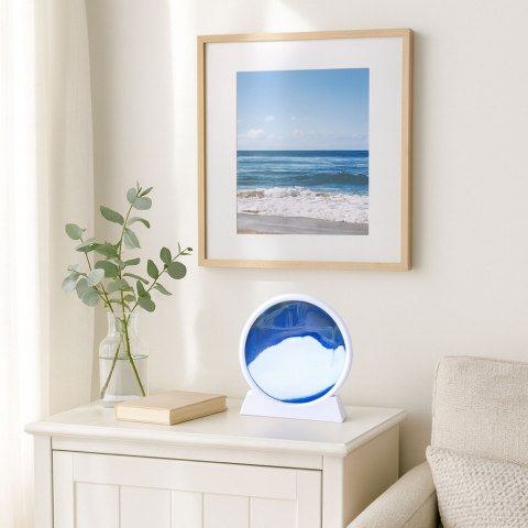 LEAN Obraz 3D Ruchomy Piasek Niebieski Dekoracja 360° Biały