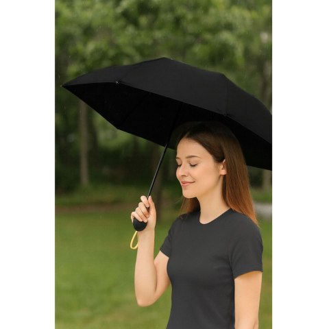 LEAN Parasolka Kieszonkowa Składana z Ochroną UV UPF 50+ Etui Czarna 90 cm