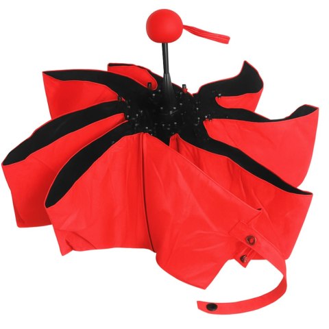 LEAN Parasolka Kieszonkowa Składana z Ochroną UV UPF 50+ Etui Czerwona 90 cm