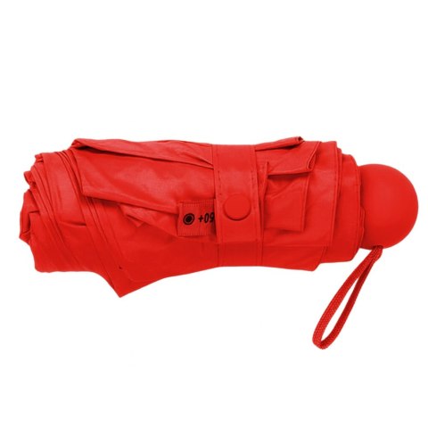 LEAN Parasolka Kieszonkowa Składana z Ochroną UV UPF 50+ Etui Czerwona 90 cm