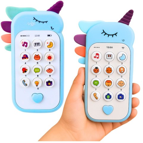 LEAN TOYS Dziecięcy Telefon Edukacyjny Światła Dźwięki Melodie Niebieski