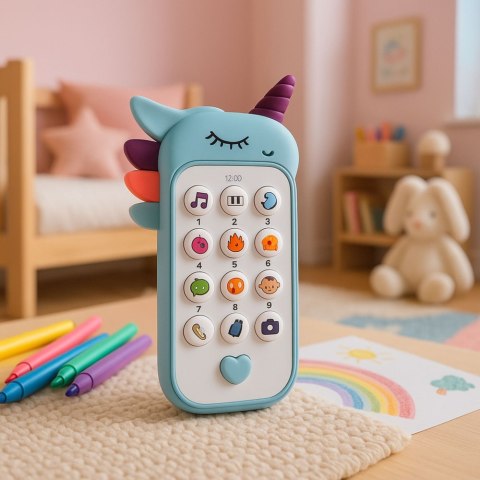 LEAN TOYS Dziecięcy Telefon Edukacyjny Światła Dźwięki Melodie Niebieski