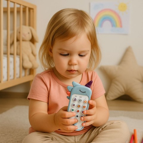 LEAN TOYS Dziecięcy Telefon Edukacyjny Światła Dźwięki Melodie Niebieski