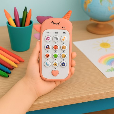 LEAN TOYS Dziecięcy Telefon Edukacyjny Światła Dźwięki Melodie Różowy