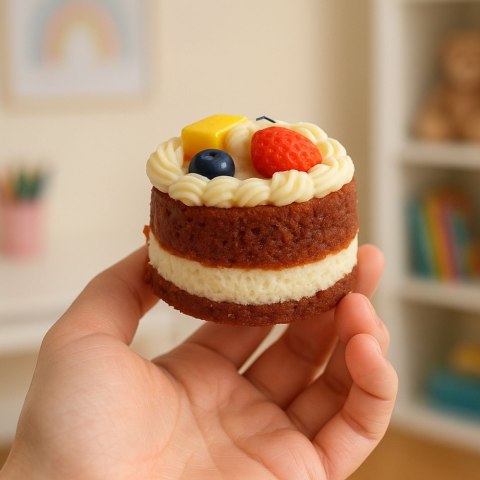 LEAN TOYS Gniotek Ciasto Z Owocami Tort Dekoracyjne Elastyczne Ozdoba 6 x 7 cm