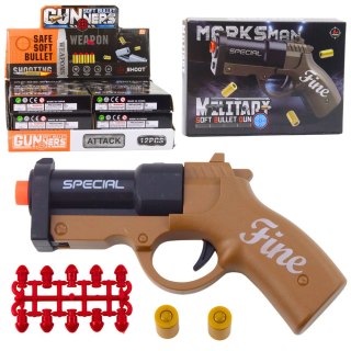 LEAN TOYS Mini Pistolet Broń Na Naboje I Łuski Czarno-Brązowy 13,5 cm