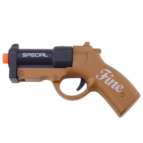 LEAN TOYS Mini Pistolet Broń Na Naboje I Łuski Czarno-Brązowy 13,5 cm
