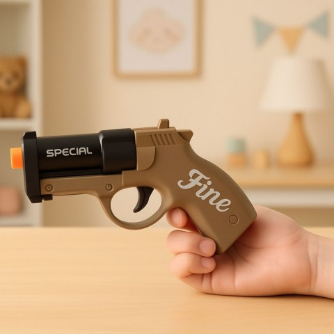 LEAN TOYS Mini Pistolet Broń Na Naboje I Łuski Czarno-Brązowy 13,5 cm