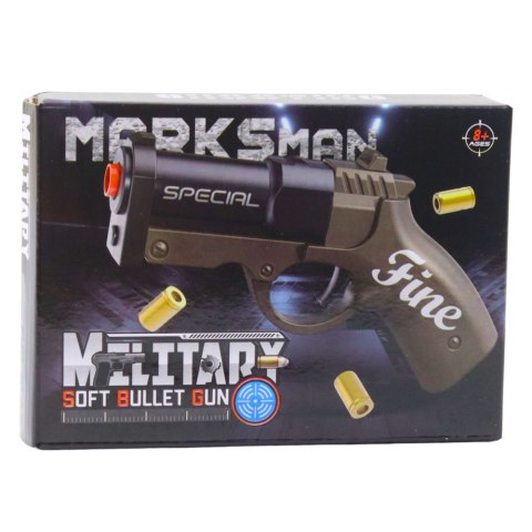 LEAN TOYS Mini Pistolet Broń Na Naboje I Łuski Czarno-Brązowy 13,5 cm