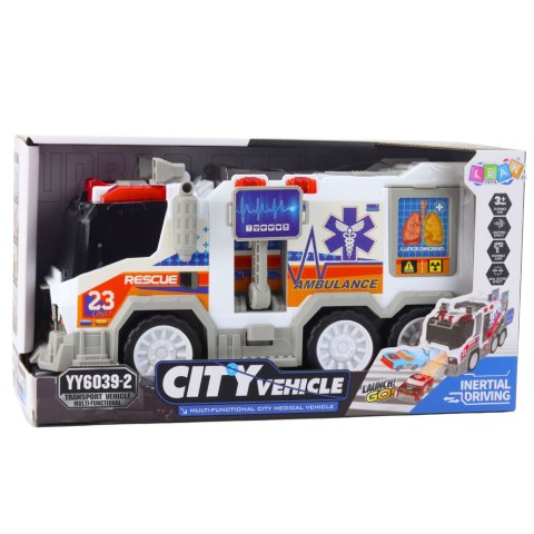 LEAN Toys Ambulans Karetka Miejska Pojazd Medyczny Napęd Światła Dźwięki