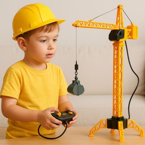 LEAN Toys Dźwig Żuraw Budowlany Zdalnie Sterowany RC Przewodowy Obrót 360° 71 cm