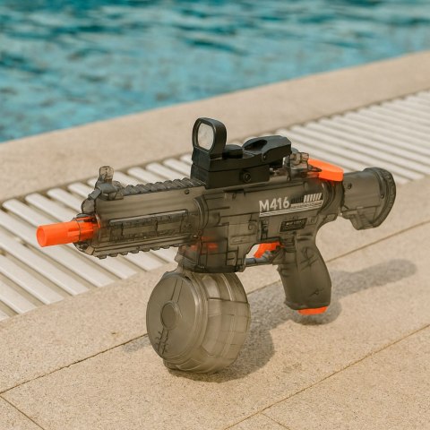 LEAN Toys Elektryczny Pistolet Na Wodę M416 Podświetlany Celownik 450 ml 8-10 m
