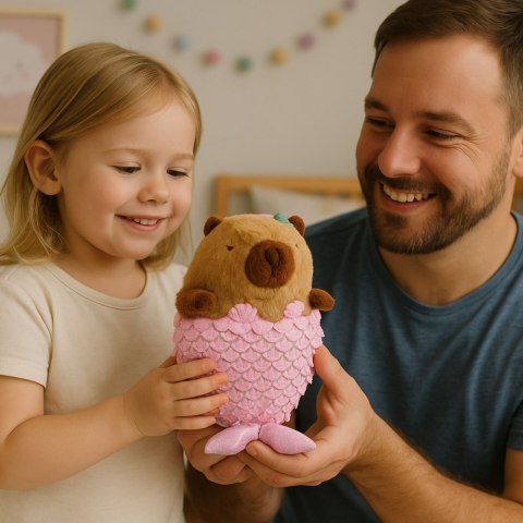 LEAN Toys Pluszowa Maskotka Przytulanka Kapibara Syrenka Różowa 28cm