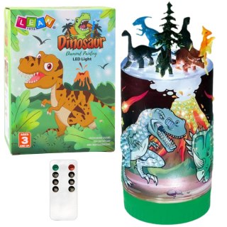 LEAN Toys Zestaw Kreatywny Dinozaury W Słoiku Diamenty Lampka Nocna Pilot DIY