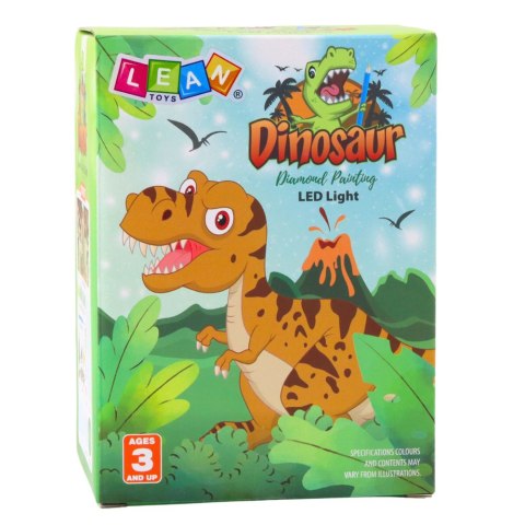 LEAN Toys Zestaw Kreatywny Dinozaury W Słoiku Diamenty Lampka Nocna Pilot DIY