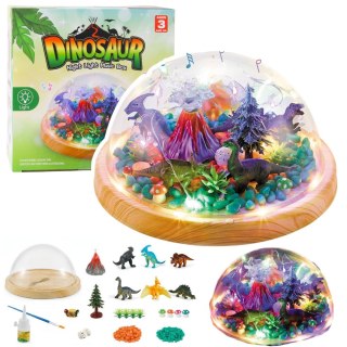 LEAN Toys Zestaw Kreatywny Terrarium z Dinozaurami Lampka Nocna Kopuła Dźwięki DIY